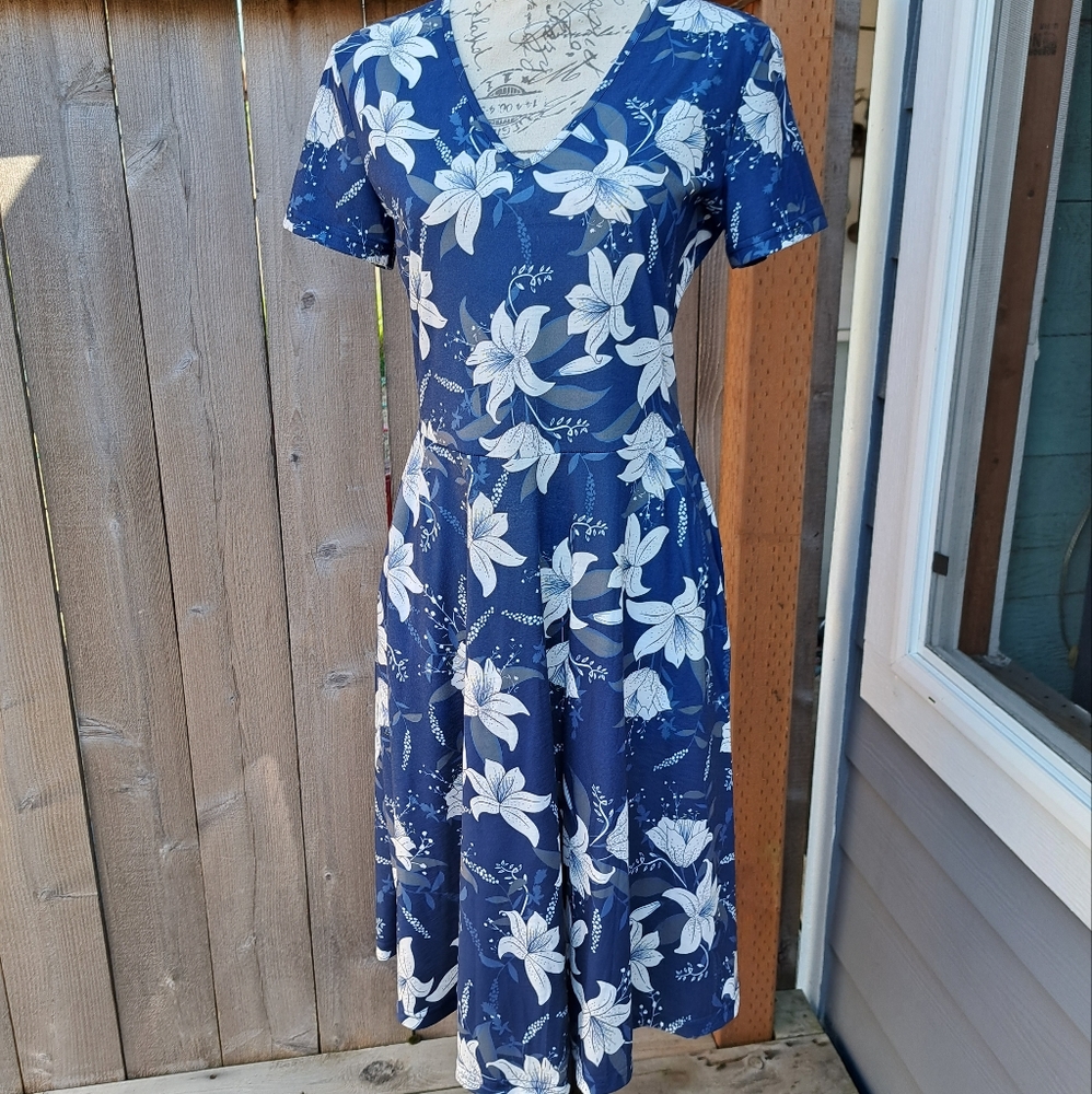 Womens dress, Large, with pockets. BLUE